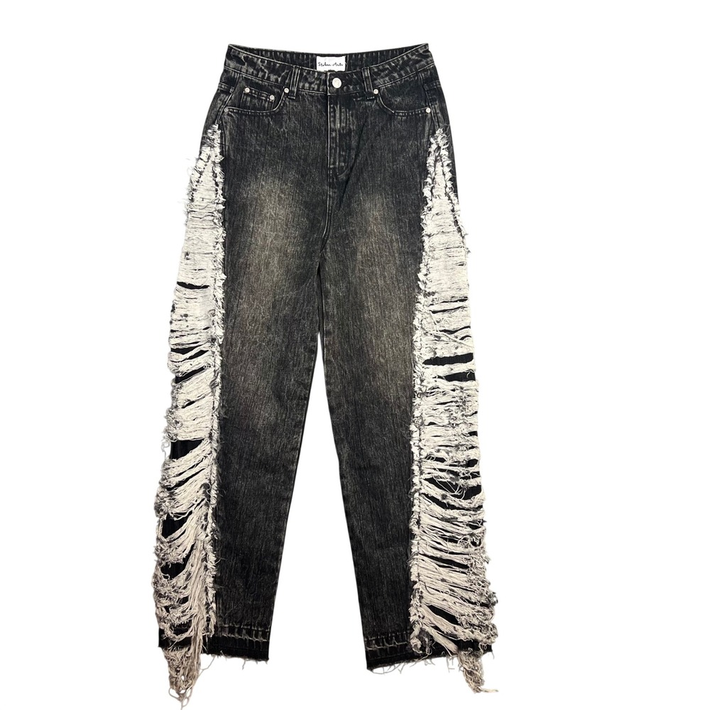 Stolen Arts Jeans Mens 30 Black Distressed Grunge Straight Leg Streetwear NEW